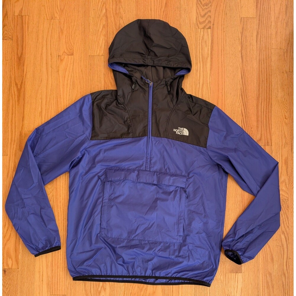 The North Face Fanorak Jacket Mens Medium Royal Blue Black Colorblock Packable